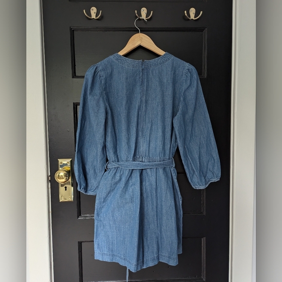 NWT GAP denim chambray puff sleeve V-neck romper - Picture 5 of 6